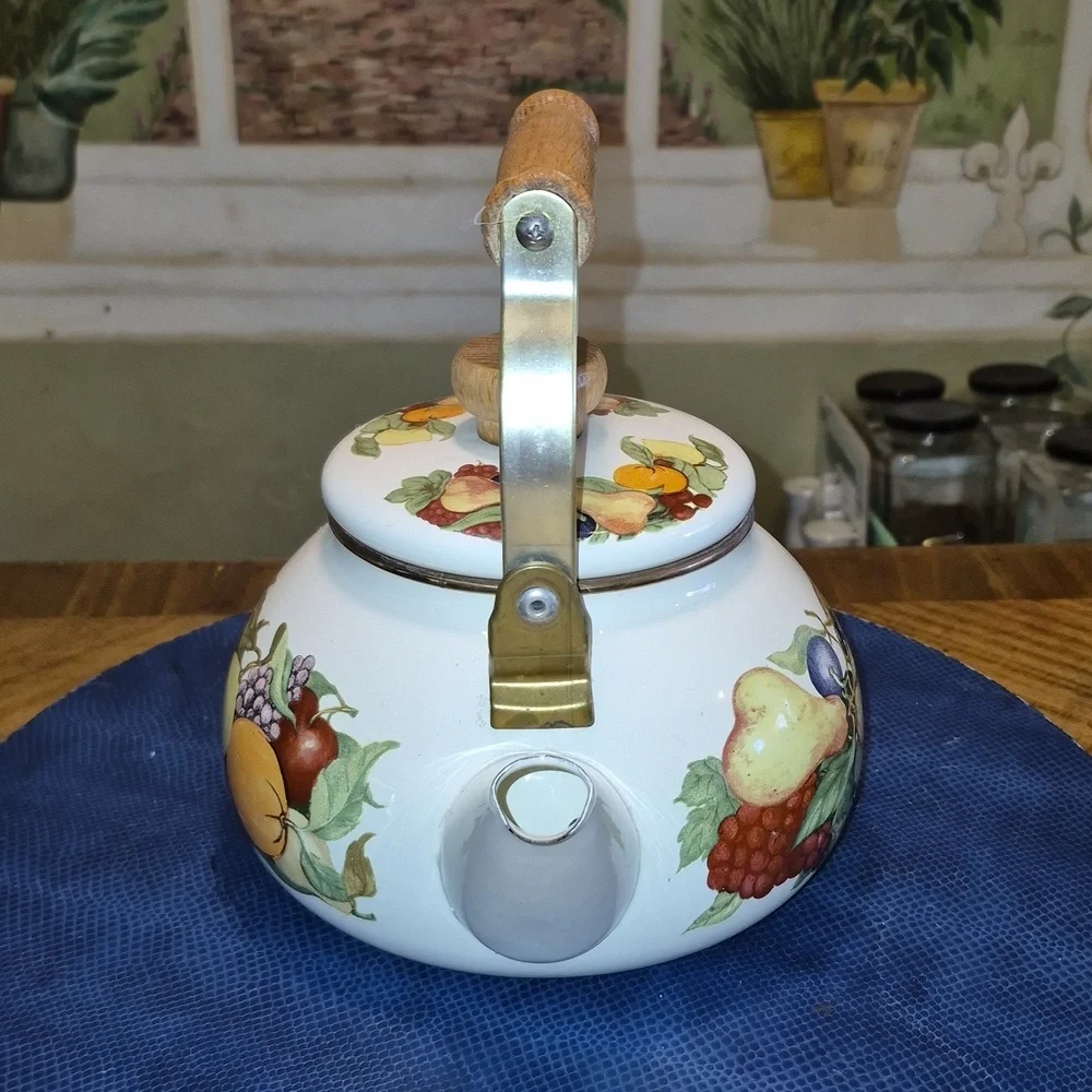 Fruit Patterned Teapot with Wooden Handle (#TK-5)